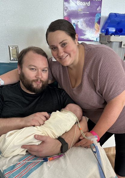 Elijah with his parents at CHRISTUS Children's 