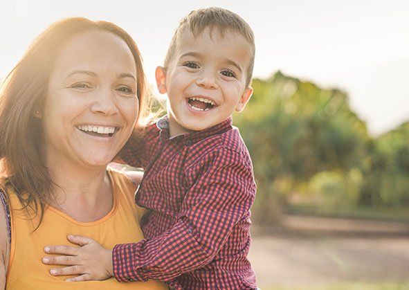 A Hispanic mom and her son